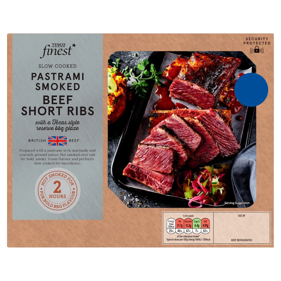 Tesco Finest Slow Cooked Pastrami Smoked Beef Shortrib with a Texas Style Reserve BBQ Glaze 478G