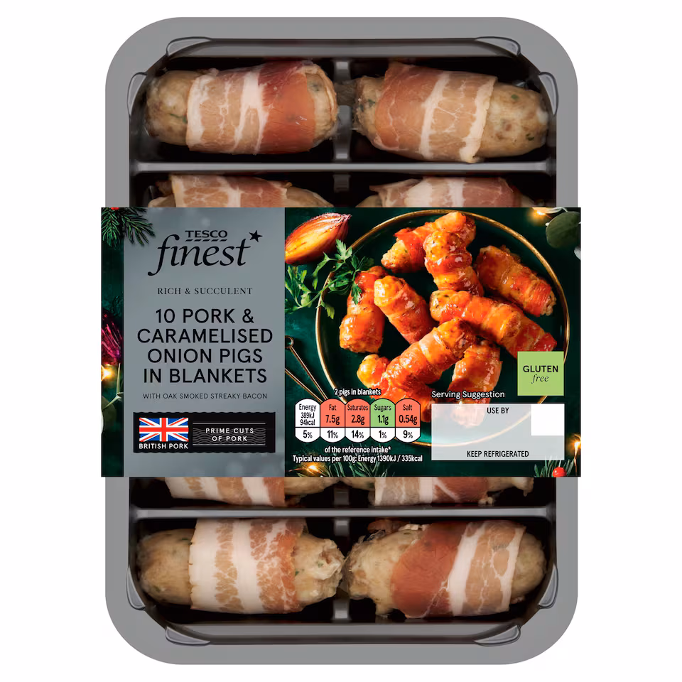 Tesco Finest 10 Pork & Caramelised Onion Pigs in Blankets 210g