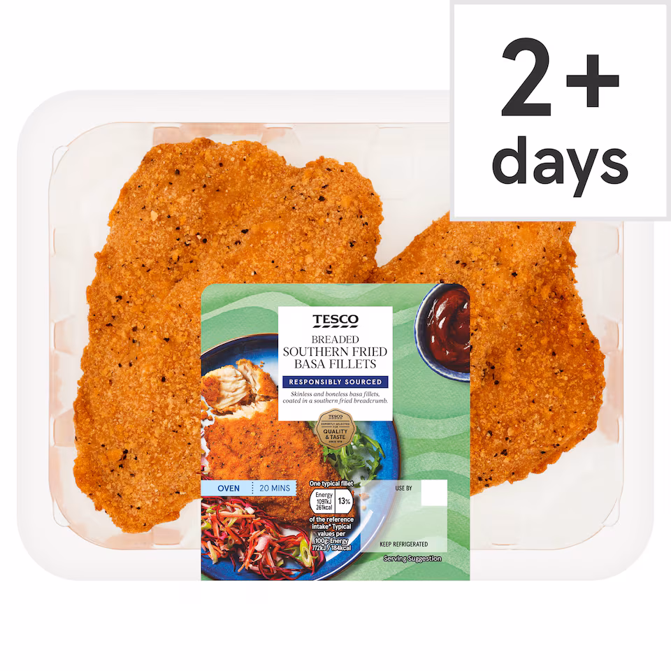 Tesco Breaded Southern Fried Basa Fillets 300g