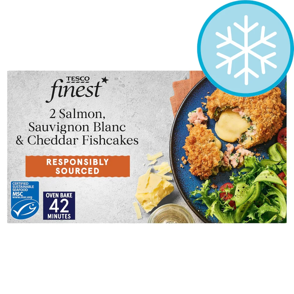 Tesco Finest 2 Salmon, Sauvignon Blanc & Cheddar Fishcakes 290g