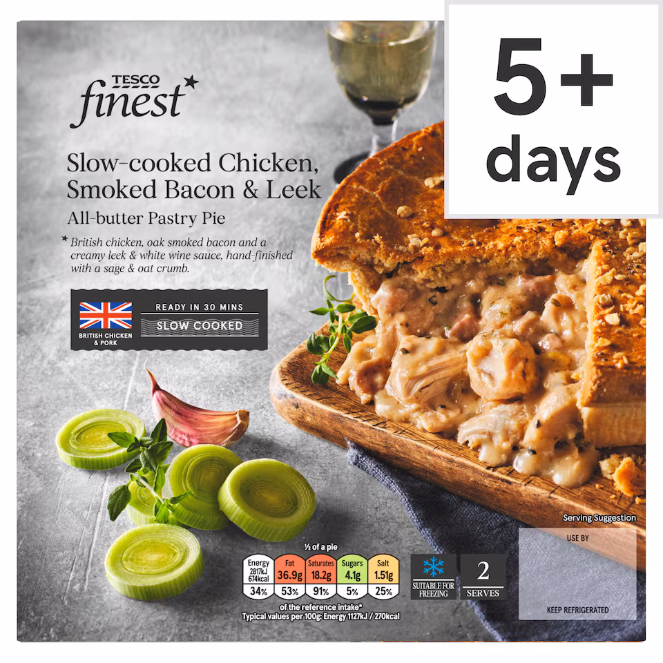 Tesco Finest Chicken, Bacon & Leek Pie 500g
