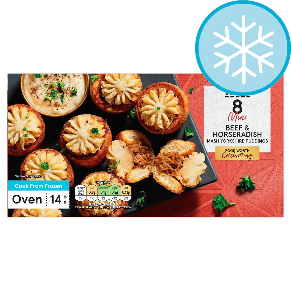 Tesco 8 Beef & Horseradish Mash Yorkshire Puddings 112g
