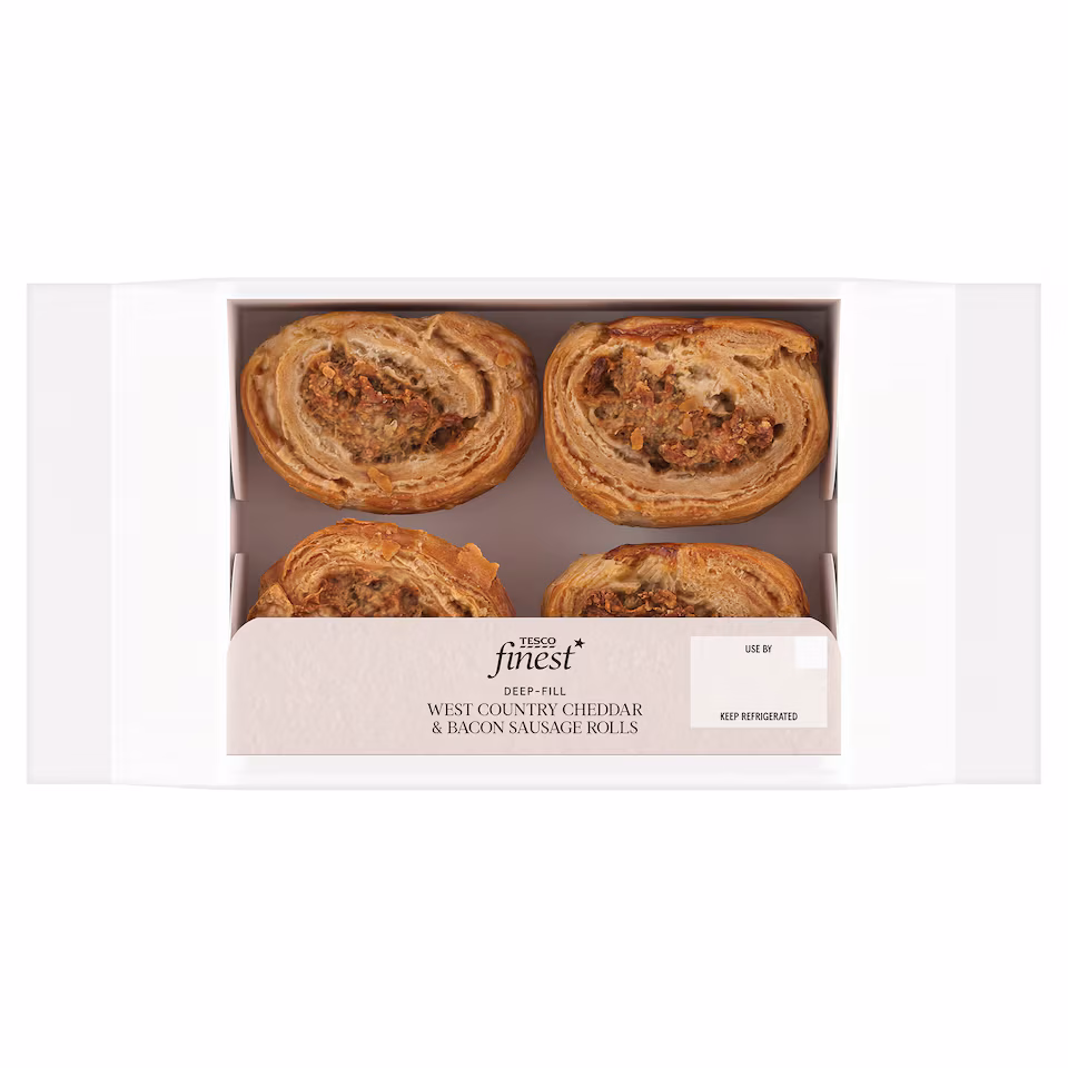 Tesco Finest  Deep-Fill West Country Cheddar & Bacon Sausage Rolls 180g