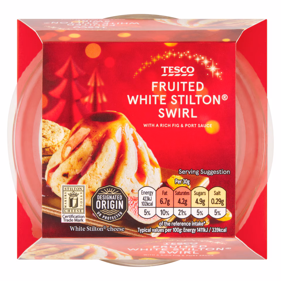 TESCO WHITE STILTON FRUIT WREATH WITH FIG & PORT SAUCE 200G