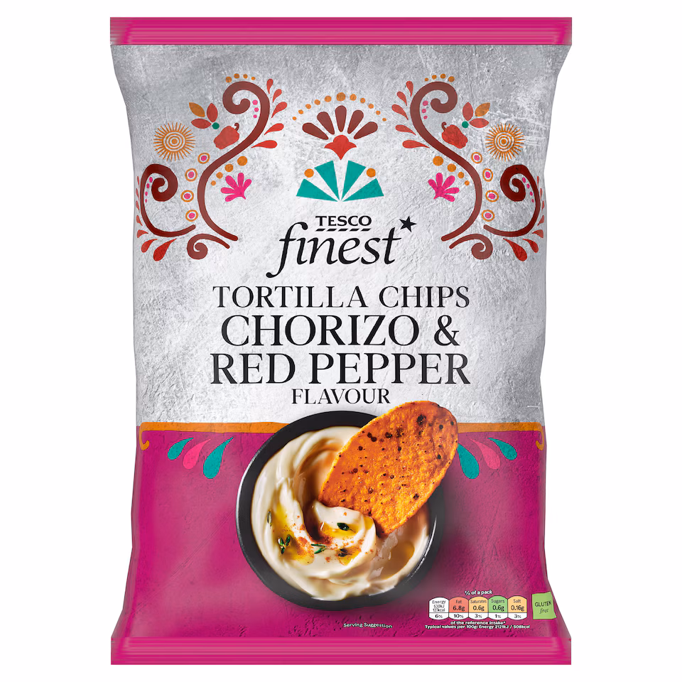 Tesco Finest Chorizo & Red Pepper Flavour Tortilla Chips 150g