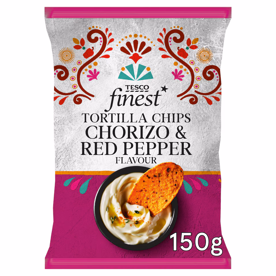 Tesco Finest Chorizo & Red Pepper Flavour Tortilla Chips 150g