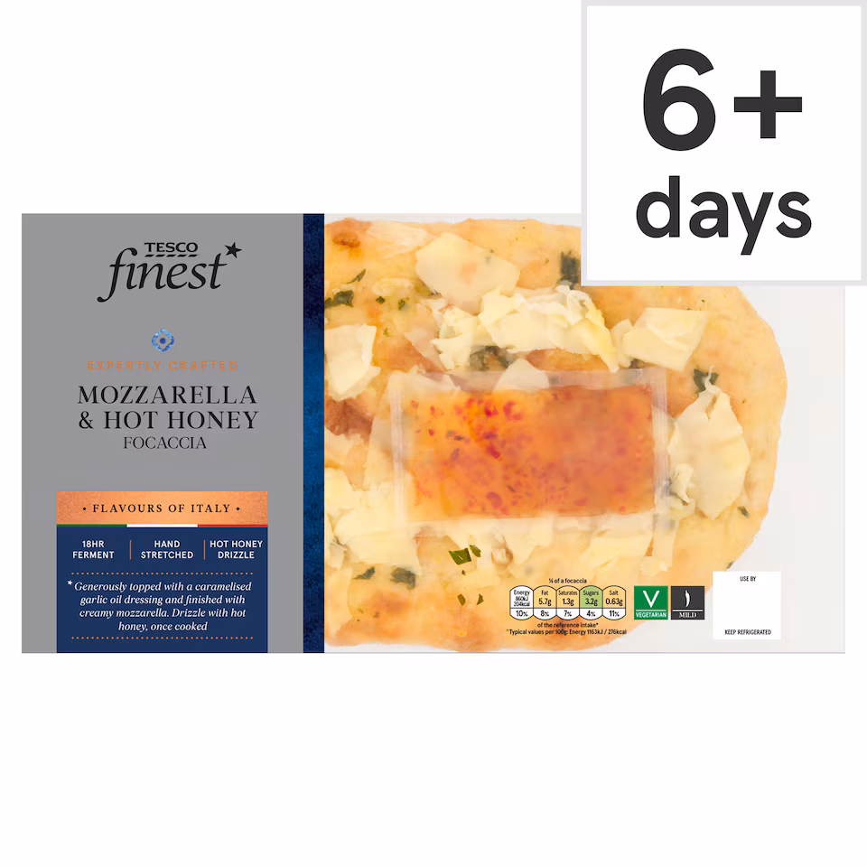Tesco Finest Mozzarella and Hot Honey Focaccia 312g