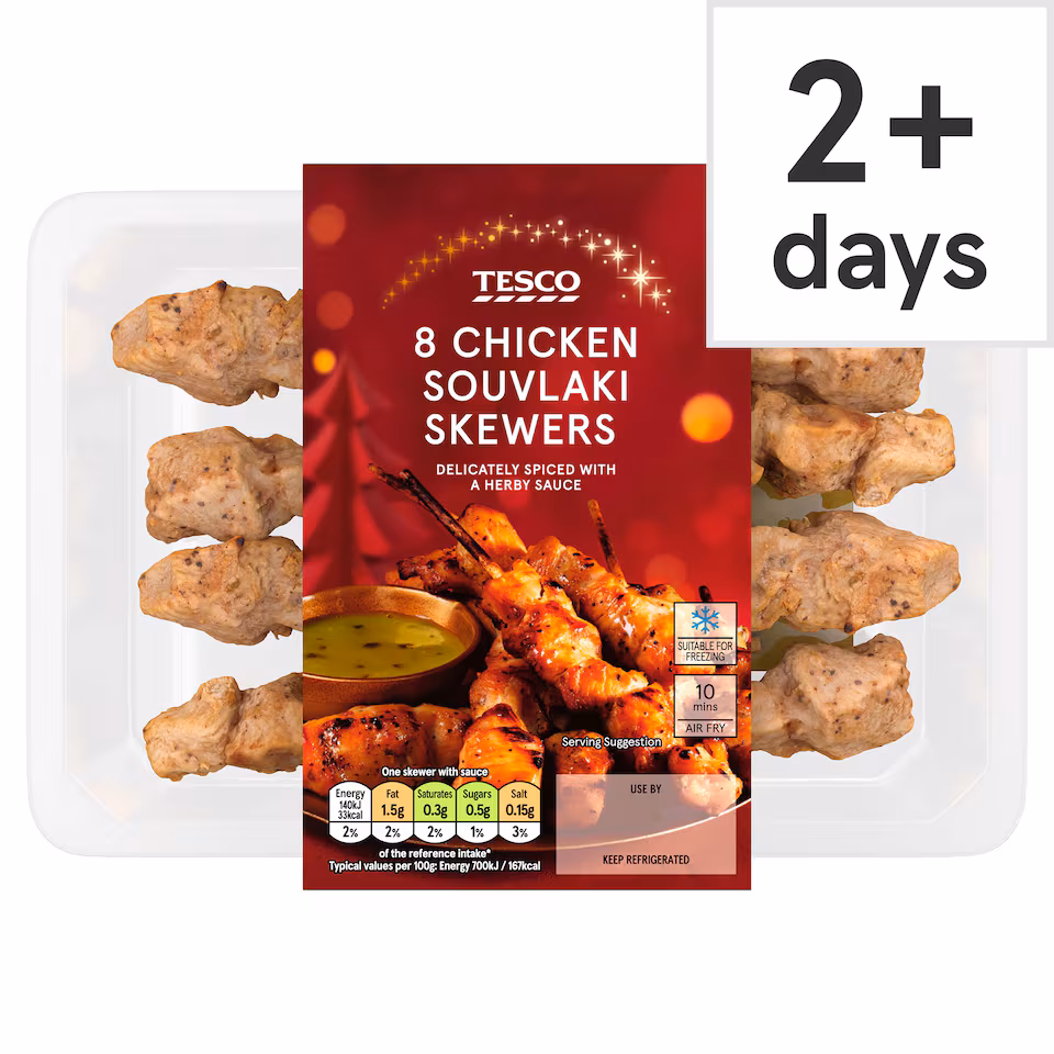 Tesco 8 Souvlaki Chicken Skewers and Dip 174g