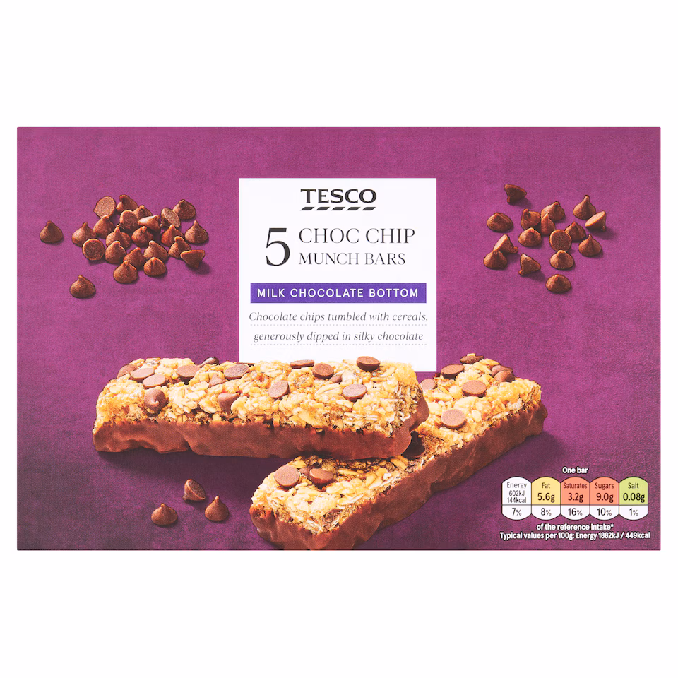 Tesco 5 Choc Chip Munch Bars 160g
