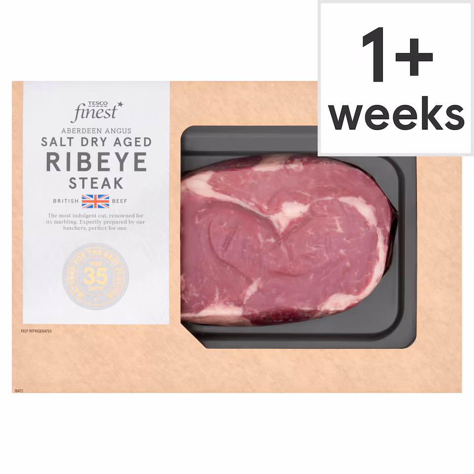 Tesco Finest AA Salt Dry Aged Beef Ribeye Steak 350g