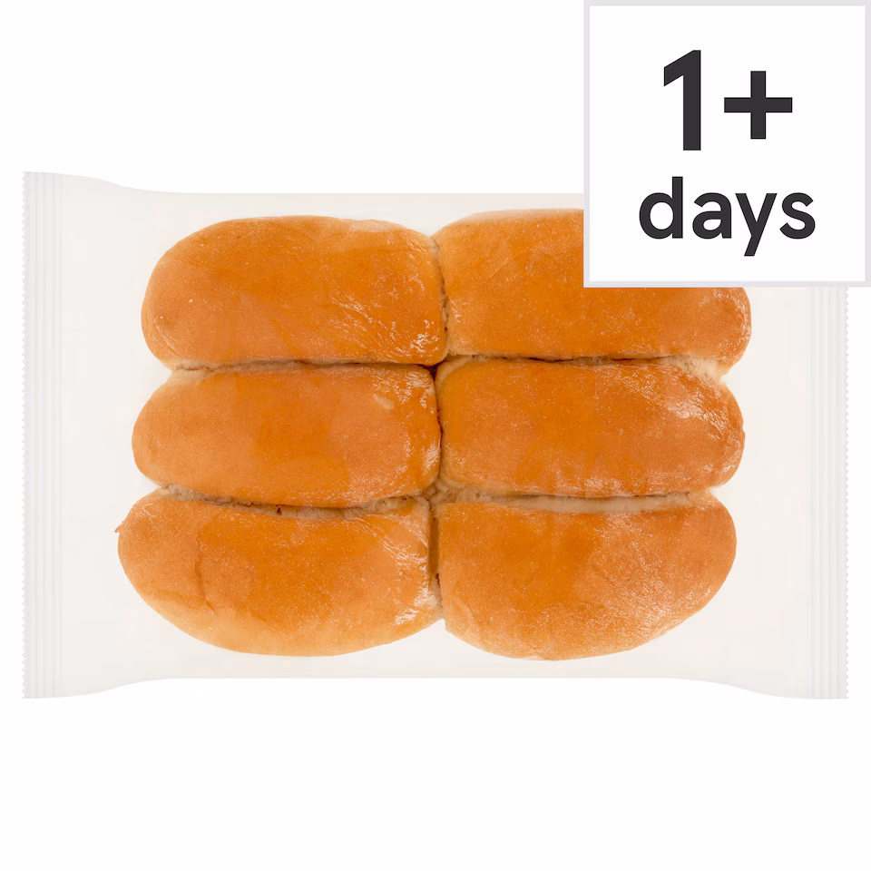 Tesco White Finger Rolls 6 Pack