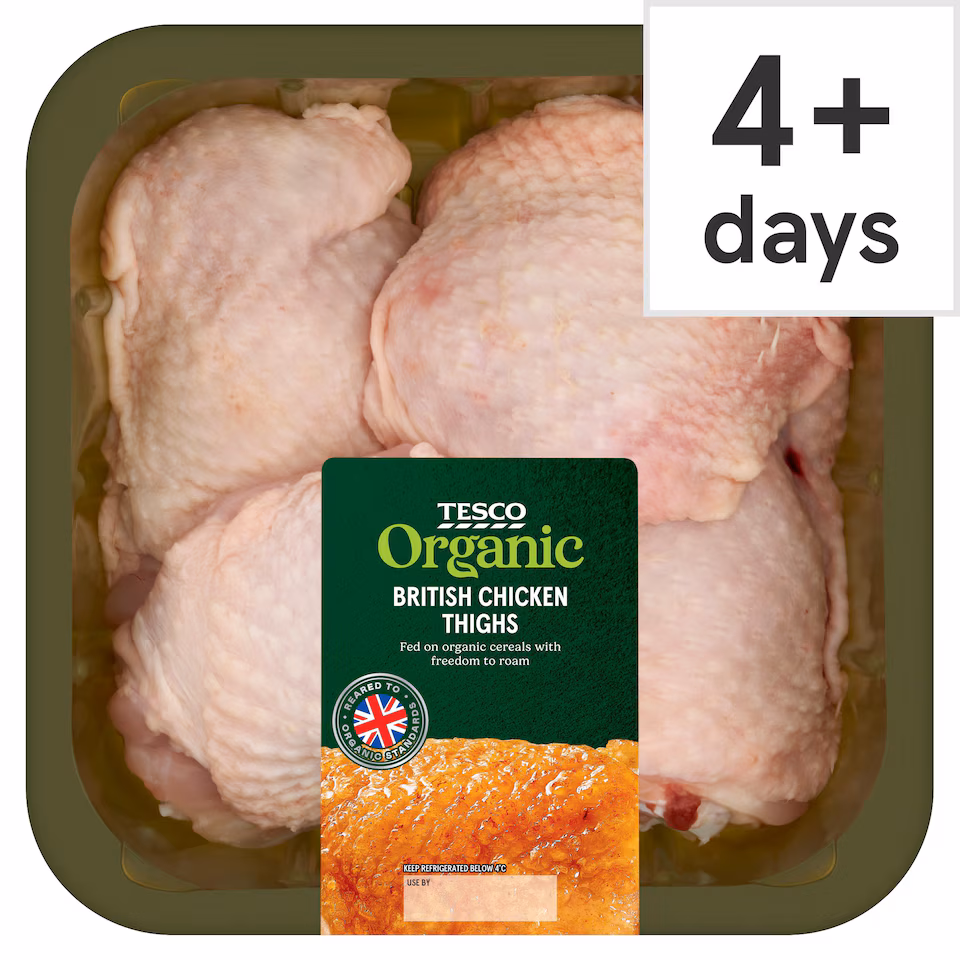 Tesco Organic British Chicken Thighs 500g