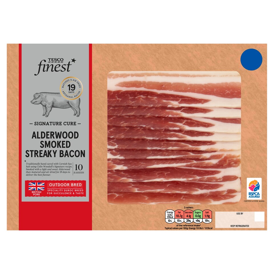 Tesco Finest Signature Cure 10 Alderwood Smoked Streaky Bacon 200g