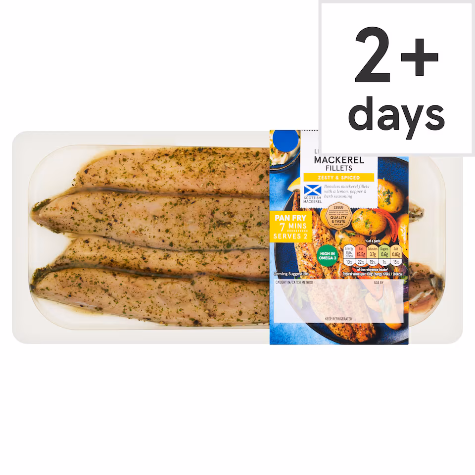 Tesco Lemon and Pepper Mackerel Fillets 165g