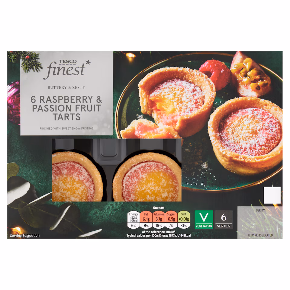 Tesco Finest 6pk Passionfruit Raspberry Mini Tarts 150g
