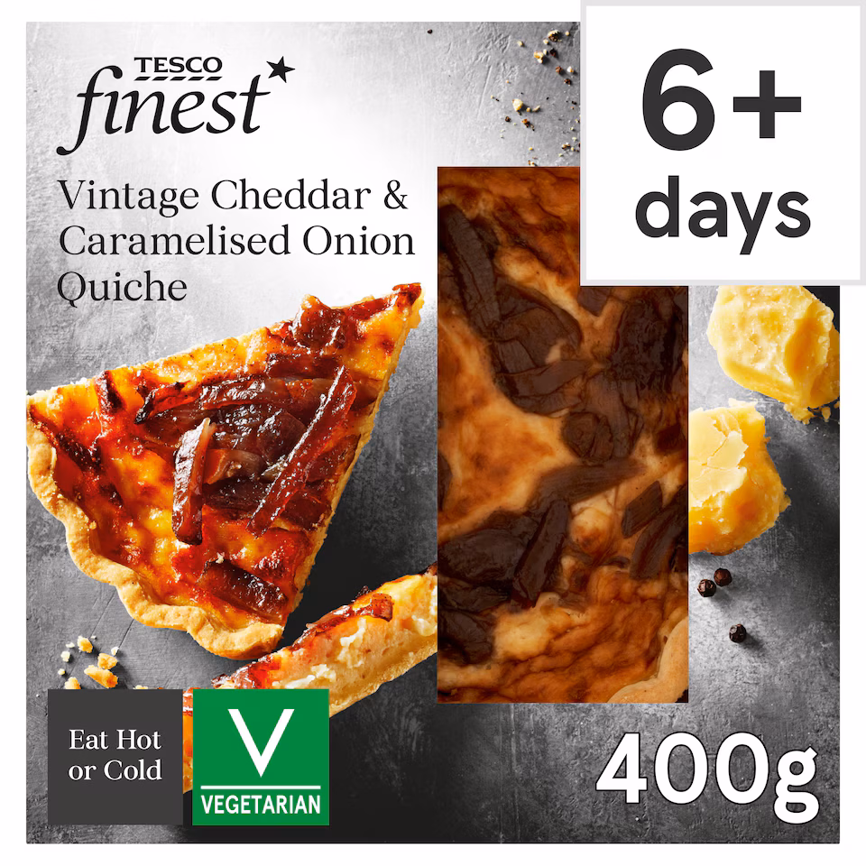 Tesco Finest Vintage Cheddar & Caramelised Onion Quiche 400g