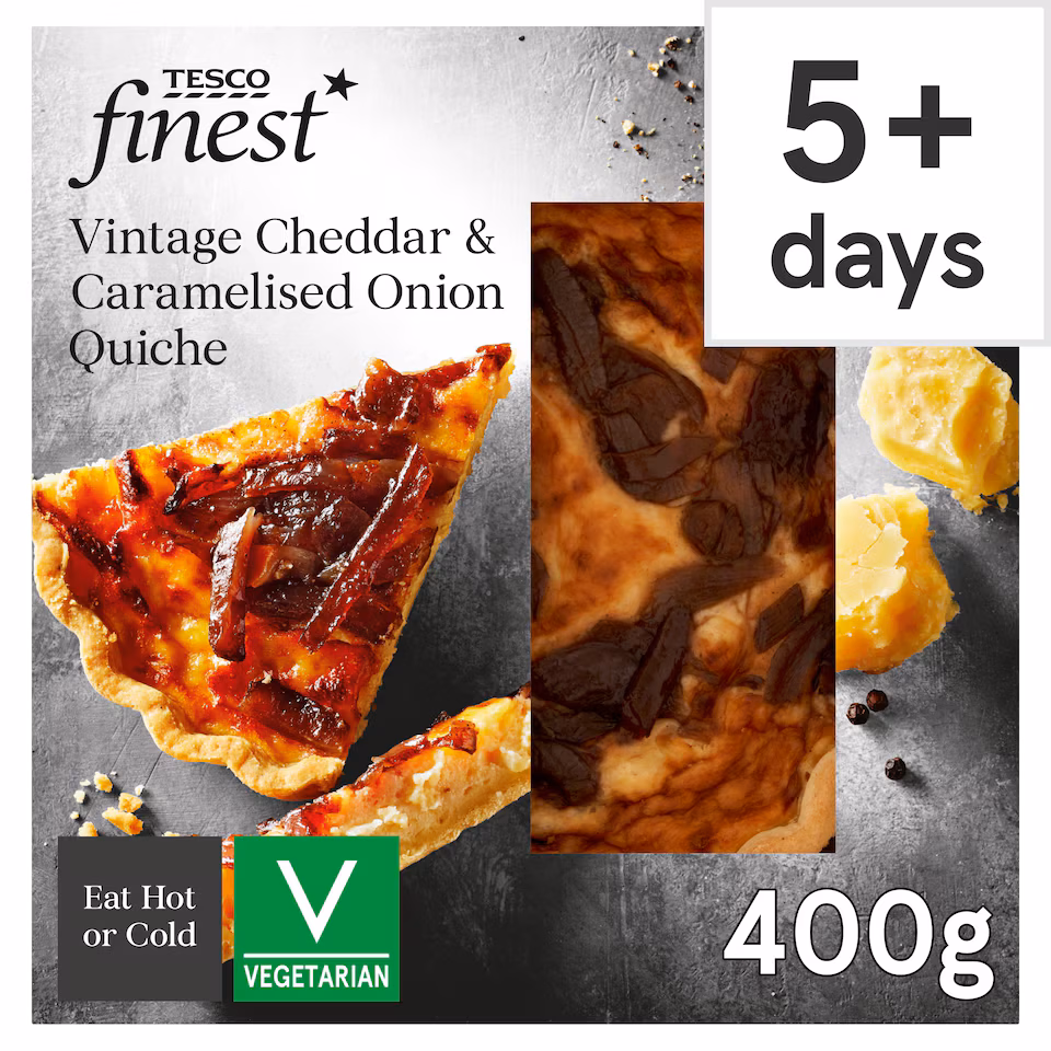 Tesco Finest Vintage Cheddar & Caramelised Onion Quiche 400g