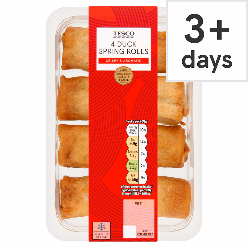Tesco 4 Duck Spring Rolls 141g