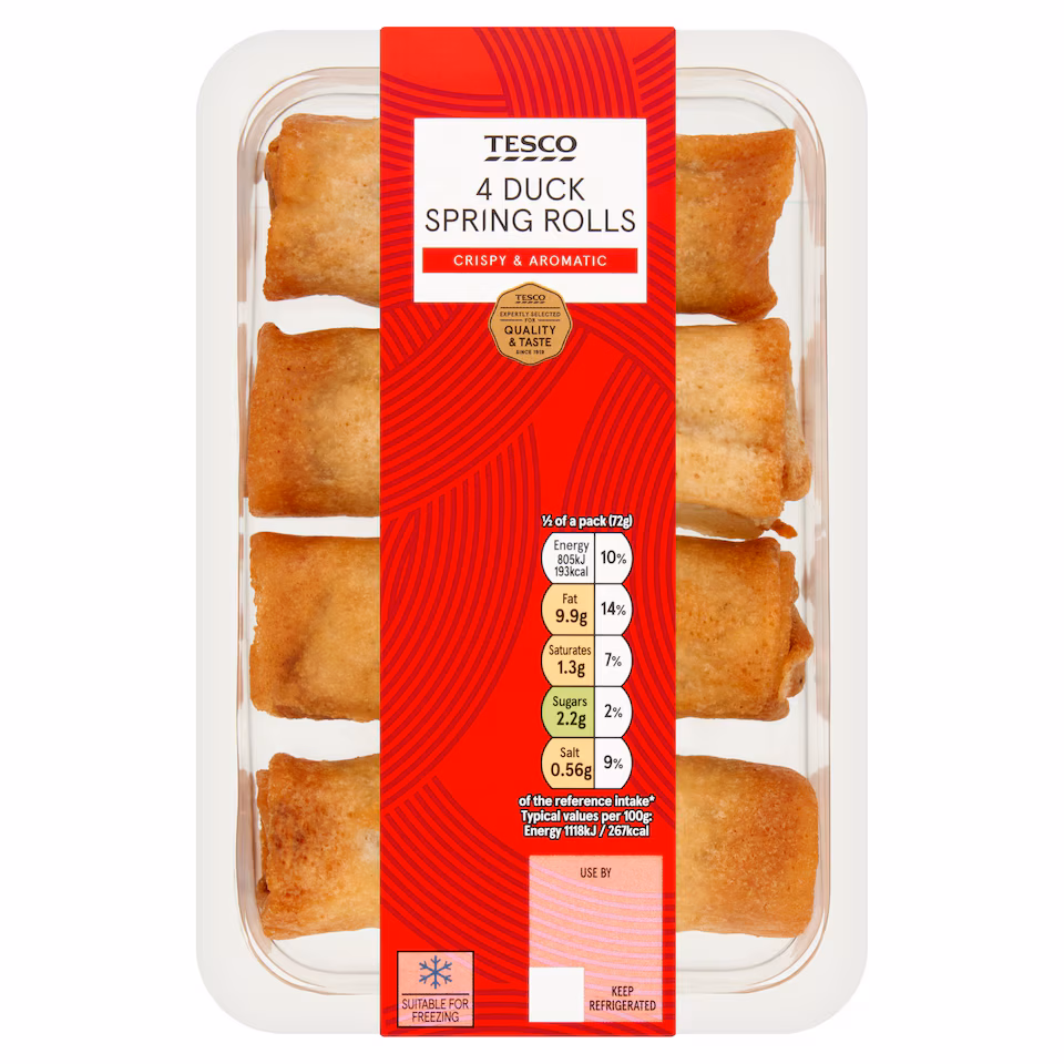 Tesco 4 Duck Spring Rolls 141g