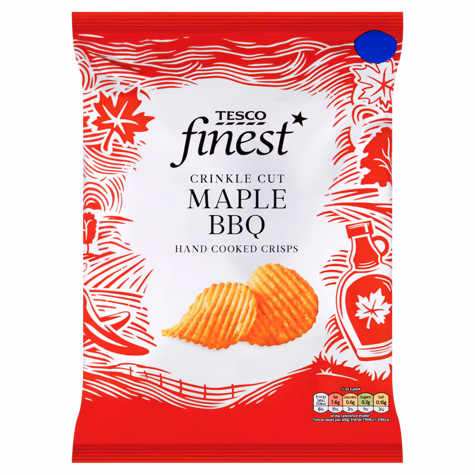 Tesco Finest Maple BBQ Crinkle Cut Handcooked Crisps 150g