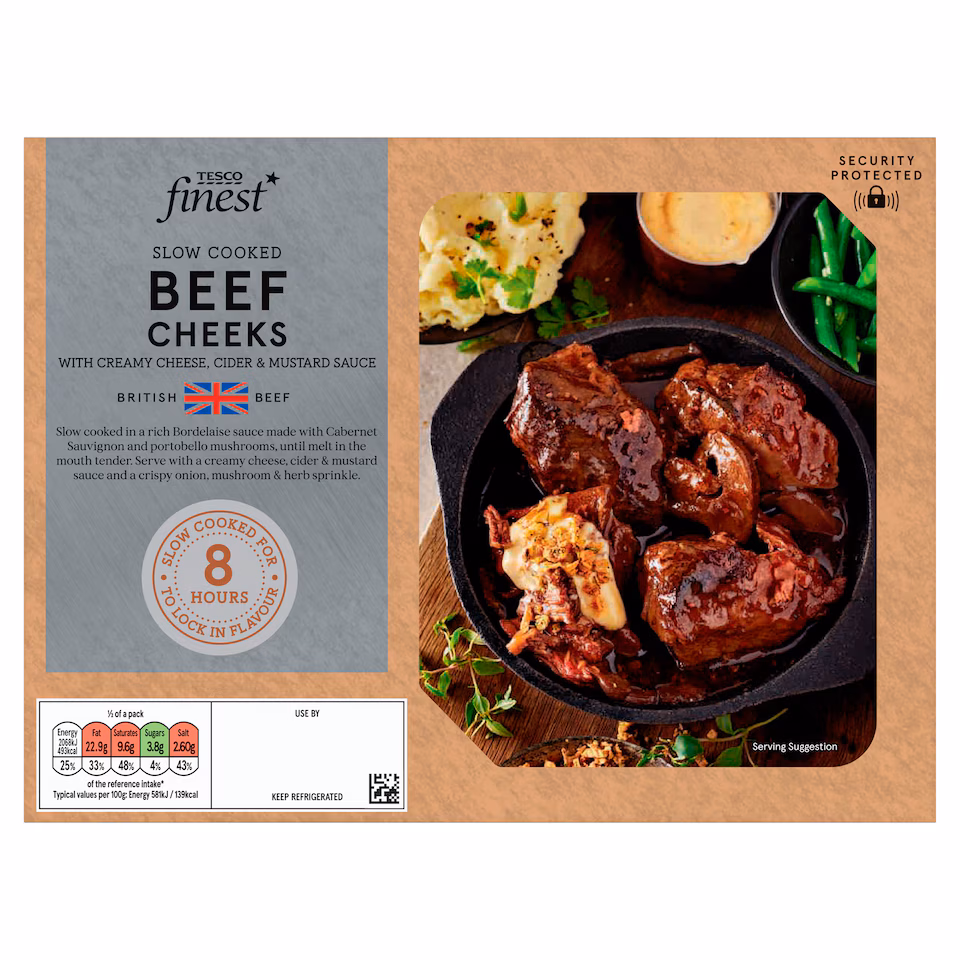 Tesco Finest Slow Cooked British Beef Cheek with Portabello Mushrooms in a Bordelaise Sauce 775g