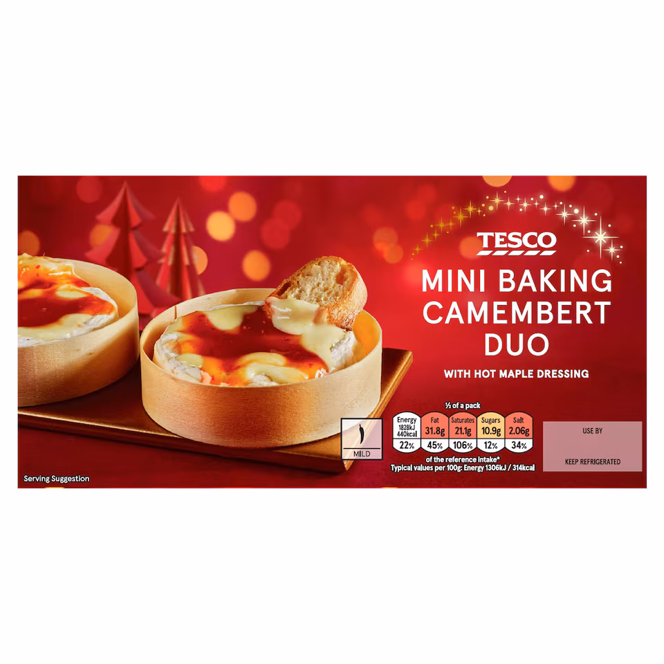 TESCO 2 MINI CAMEMBERT WITH HOT MAPLE 280G