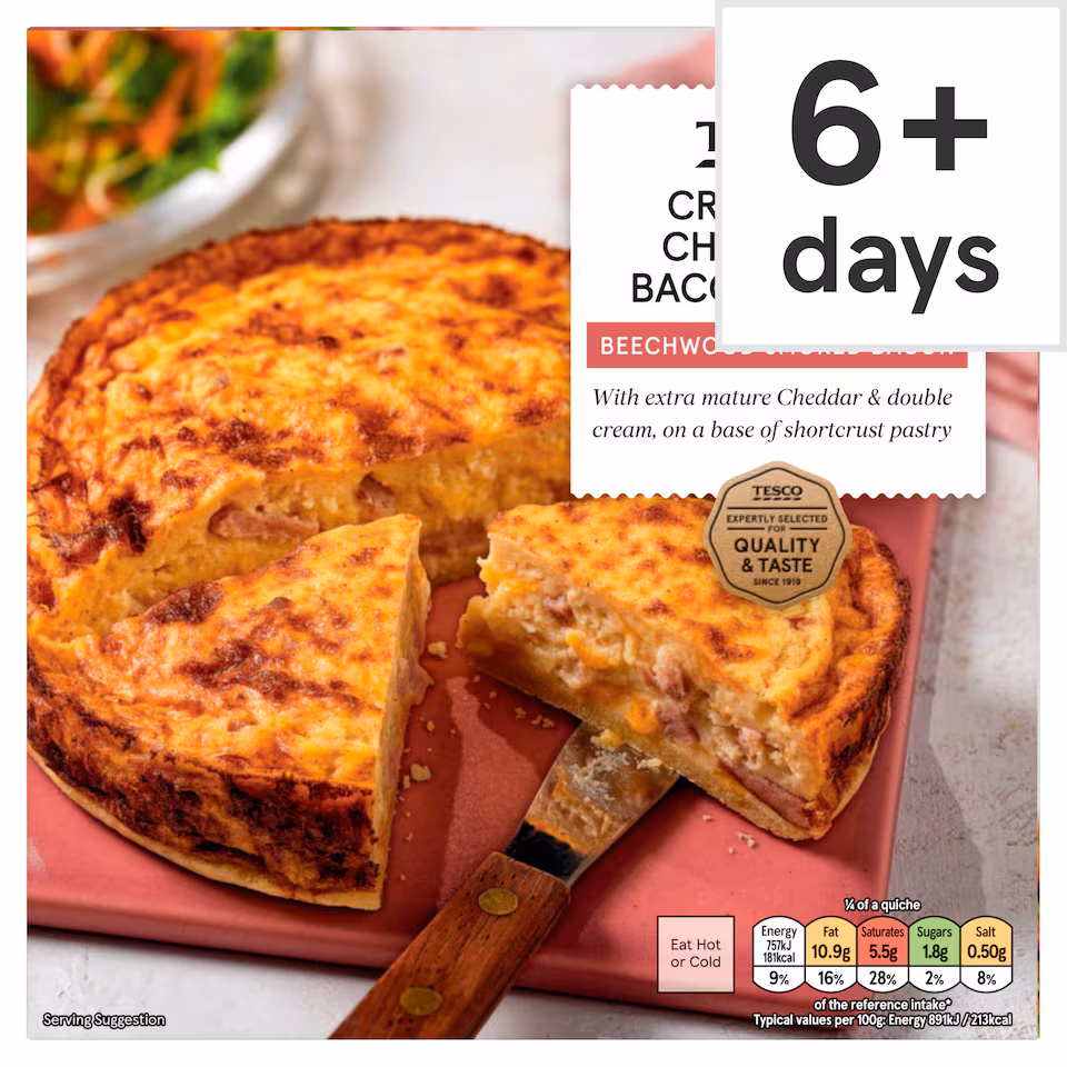 Tesco Crustless Cheddar & Bacon Quiche 340g