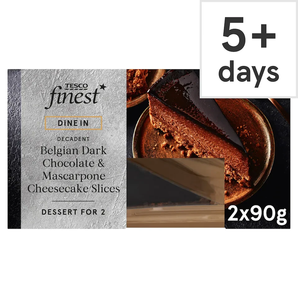 Tesco Finest Dark Chocolate Mirror Glaze Cheesecake Slices 180g