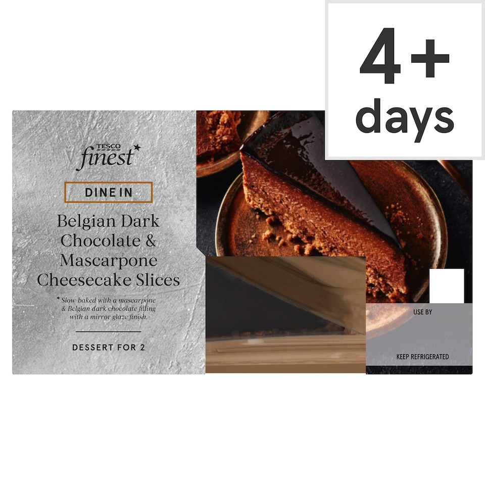 Tesco Finest Dark Chocolate Mirror Glaze Cheesecake Slices 180g