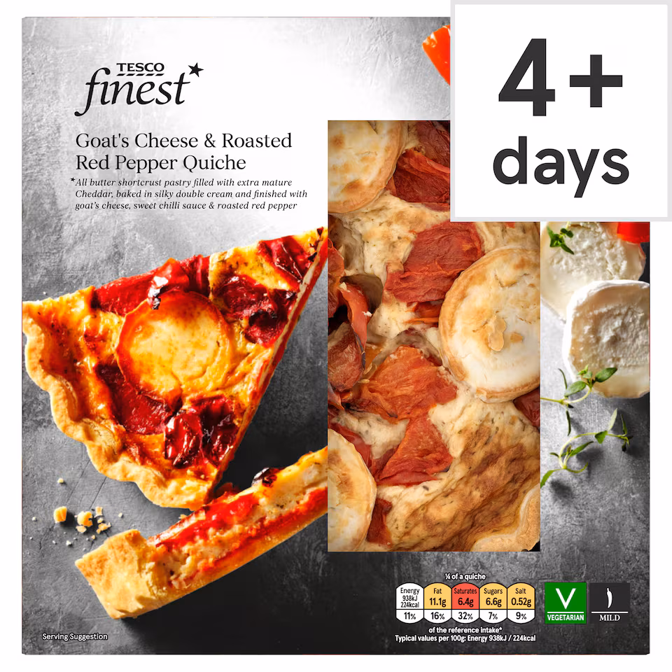 Tesco Finest Goat's Cheese & Roasted Red Pepper Quiche 400g