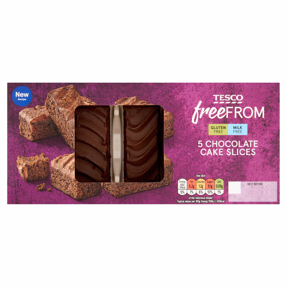 Tesco Free From Chocolate Cake Slice 5 Pack
