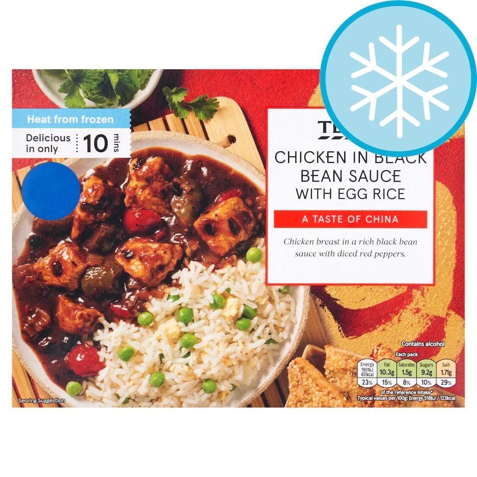 Tesco Chicken in black bean sauce & egg rice 400g