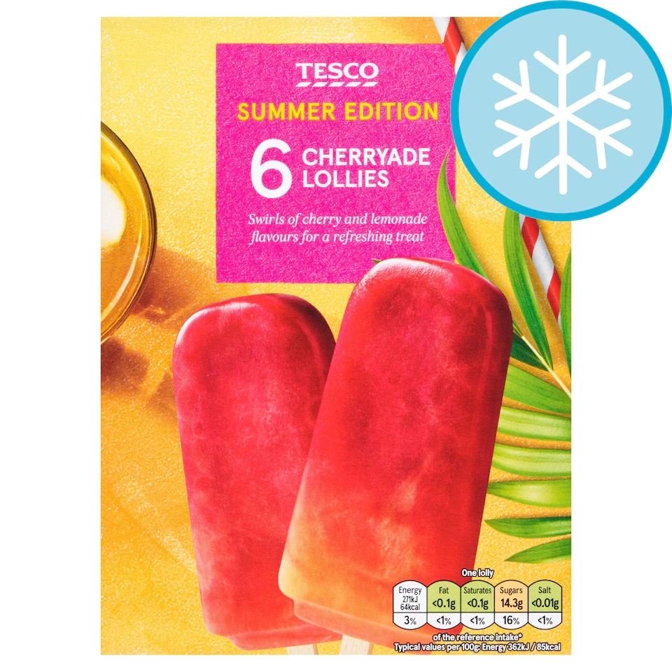 Tesco Cherryade Ice Lollies 6x73ml