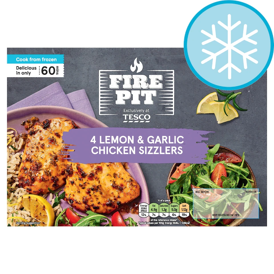 Fire Pit Tesco Lemon & Garlic Chicken Sizzle Steaks 400g