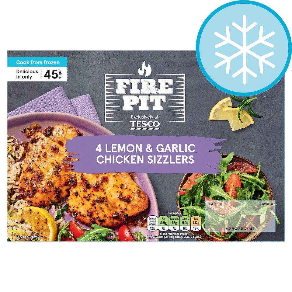 Fire Pit Tesco Lemon & Garlic Chicken Sizzle Steaks 400g