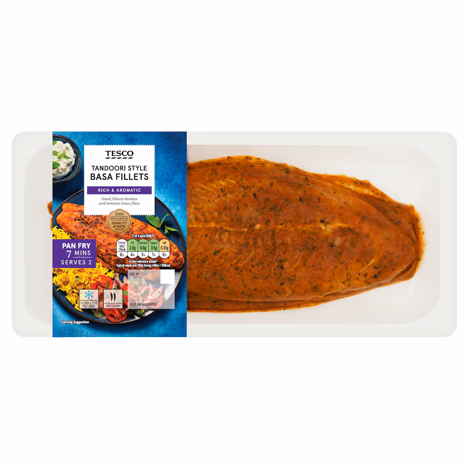 Tesco Tandoori Basa Fillets 250g