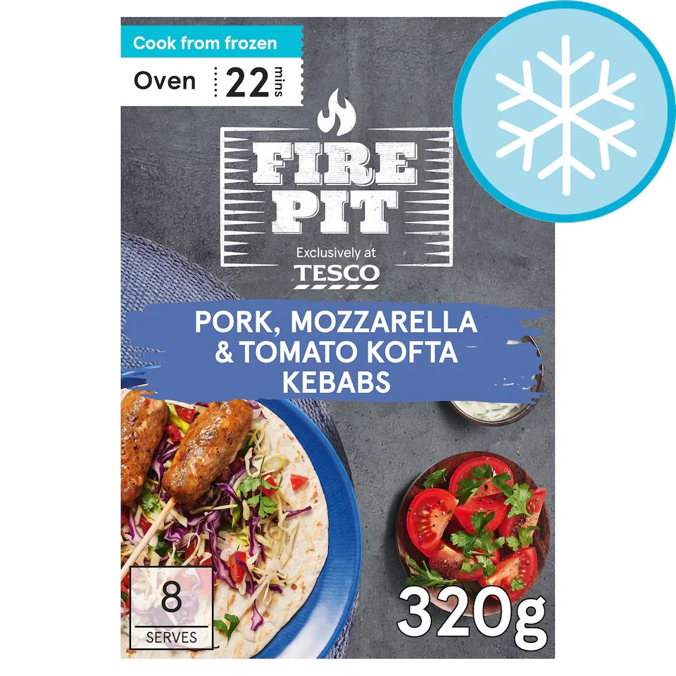 Fire Pit Tesco 8 Pork, Mozzarella and Tomato Kofta Kebabs 320g