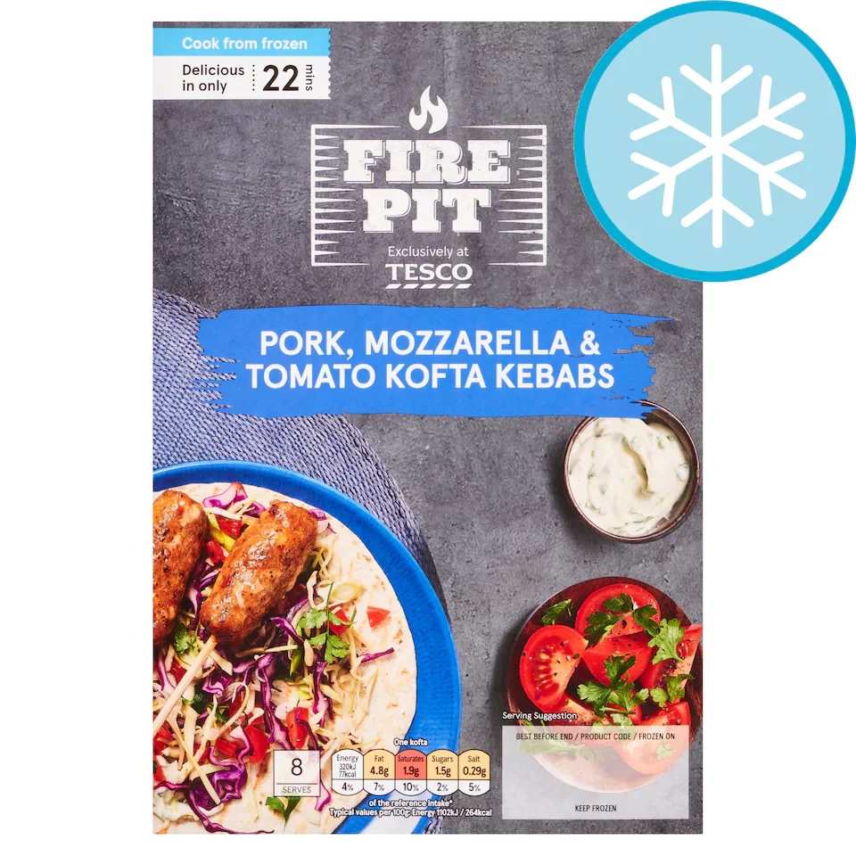 Fire Pit Tesco 8 Pork, Mozzarella and Tomato Kofta Kebabs 320g