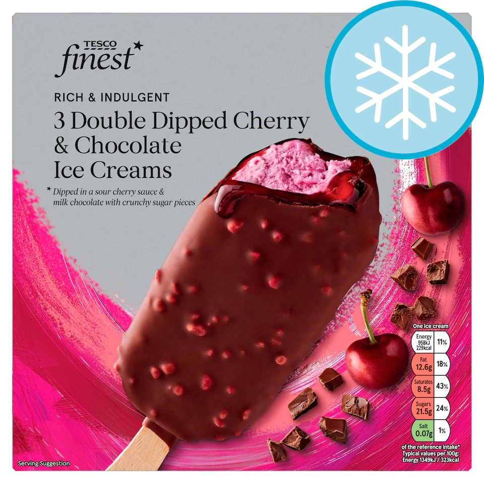 Tesco Finest 3 Double Cherry & Chocolate Ice Creams 3x71g