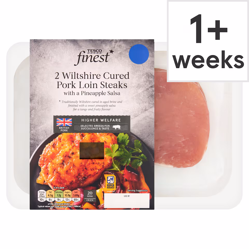 Tesco Finest Wiltshire Cured Pork Loin Steak with Caramelised Pineapple Salsa 400g