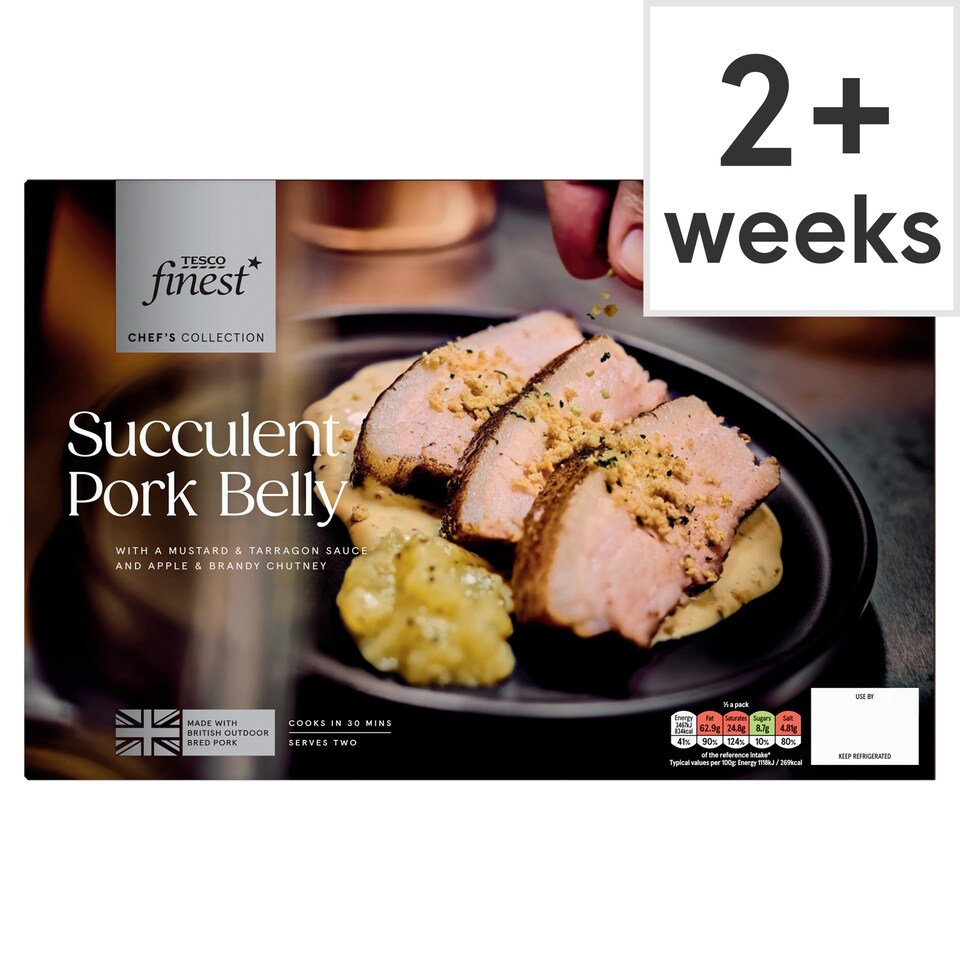 Tesco Finest Chef's Collection Pork belly with Caramelised Apple & Tarragon sauce 730g