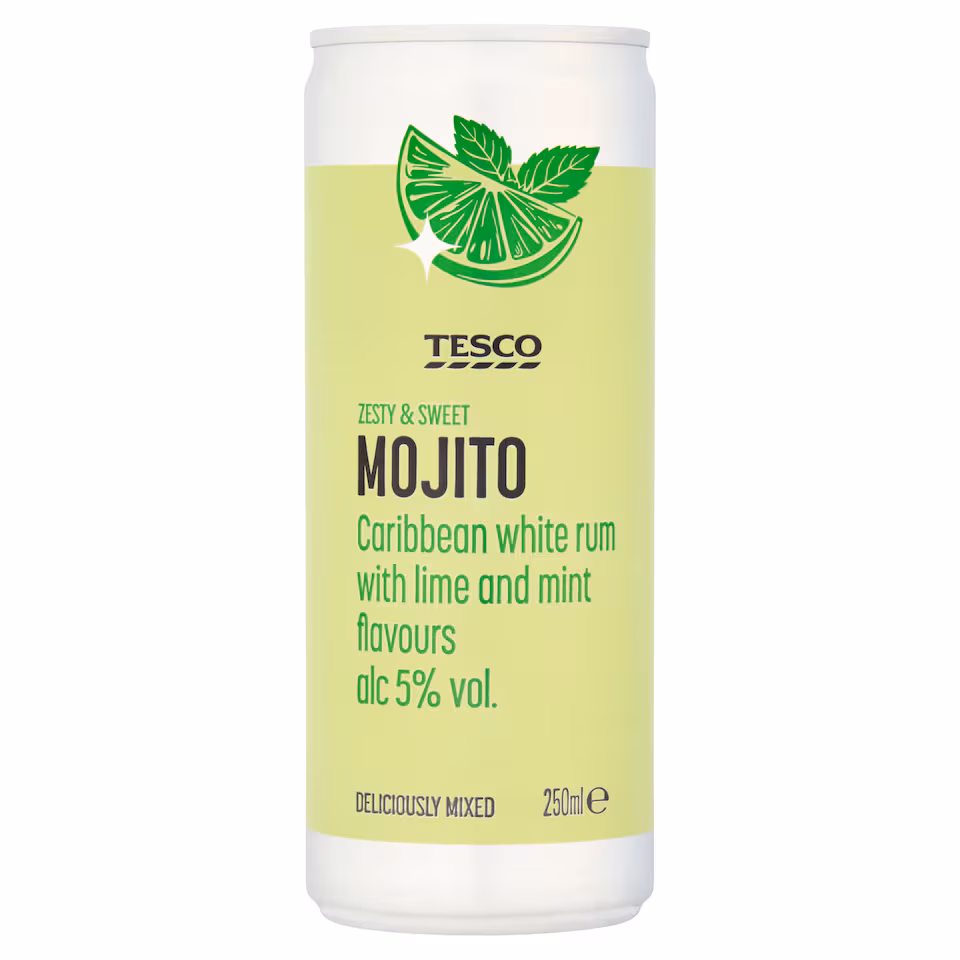 Tesco Mojito Caribbean white rum with Lime and Mint 250ml