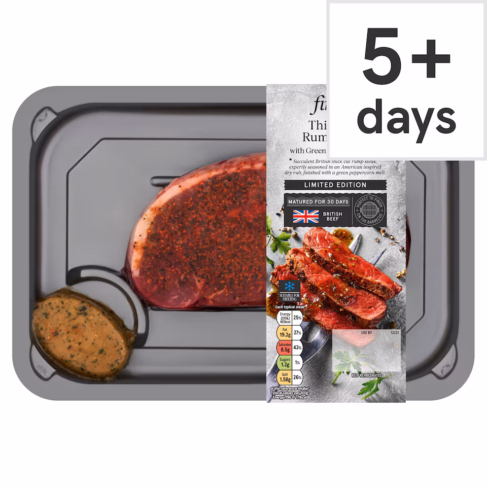 Tesco Finest Thick Cut Rump Steak with Green Peppercorn Melt 382g