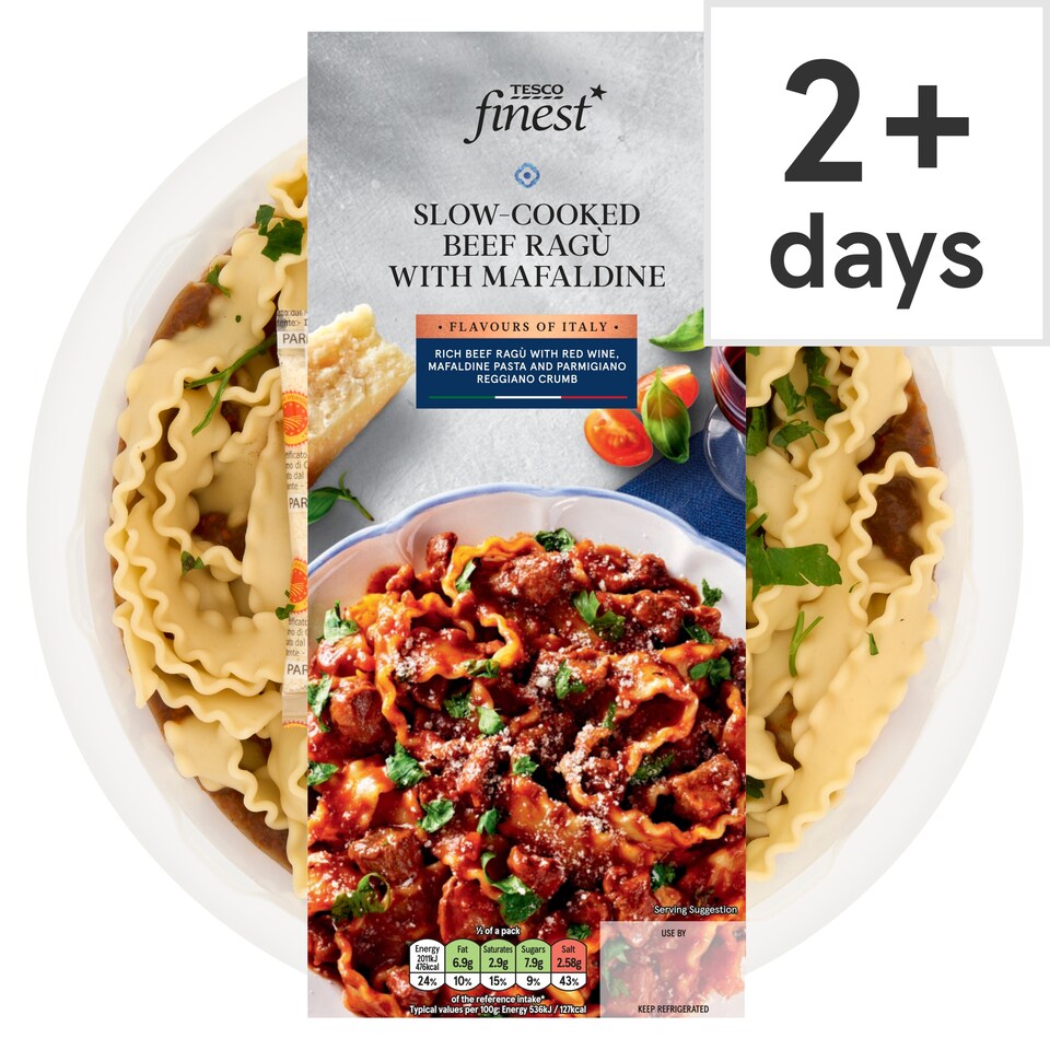 Tesco Finest Slow Cooked Beef Ragu with Mafaldine 750g