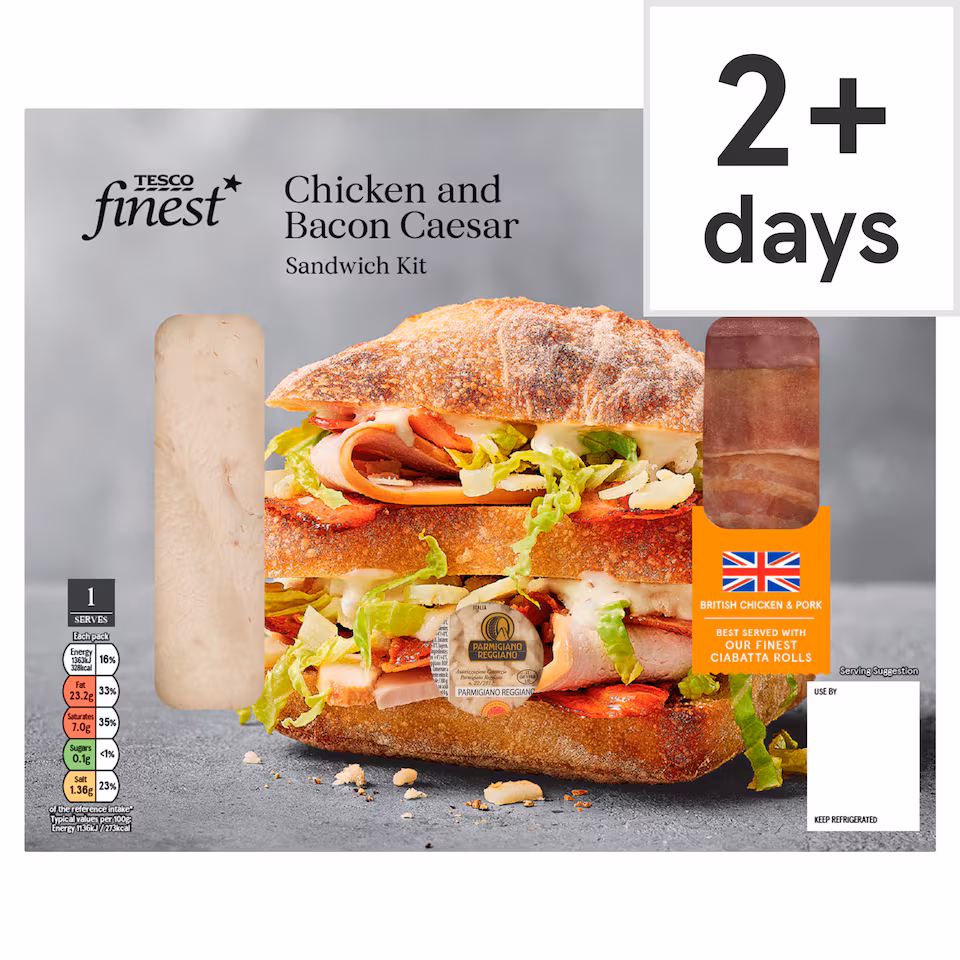 Tesco Finest Chicken and Bacon Caesar Sandwich Kit 120g