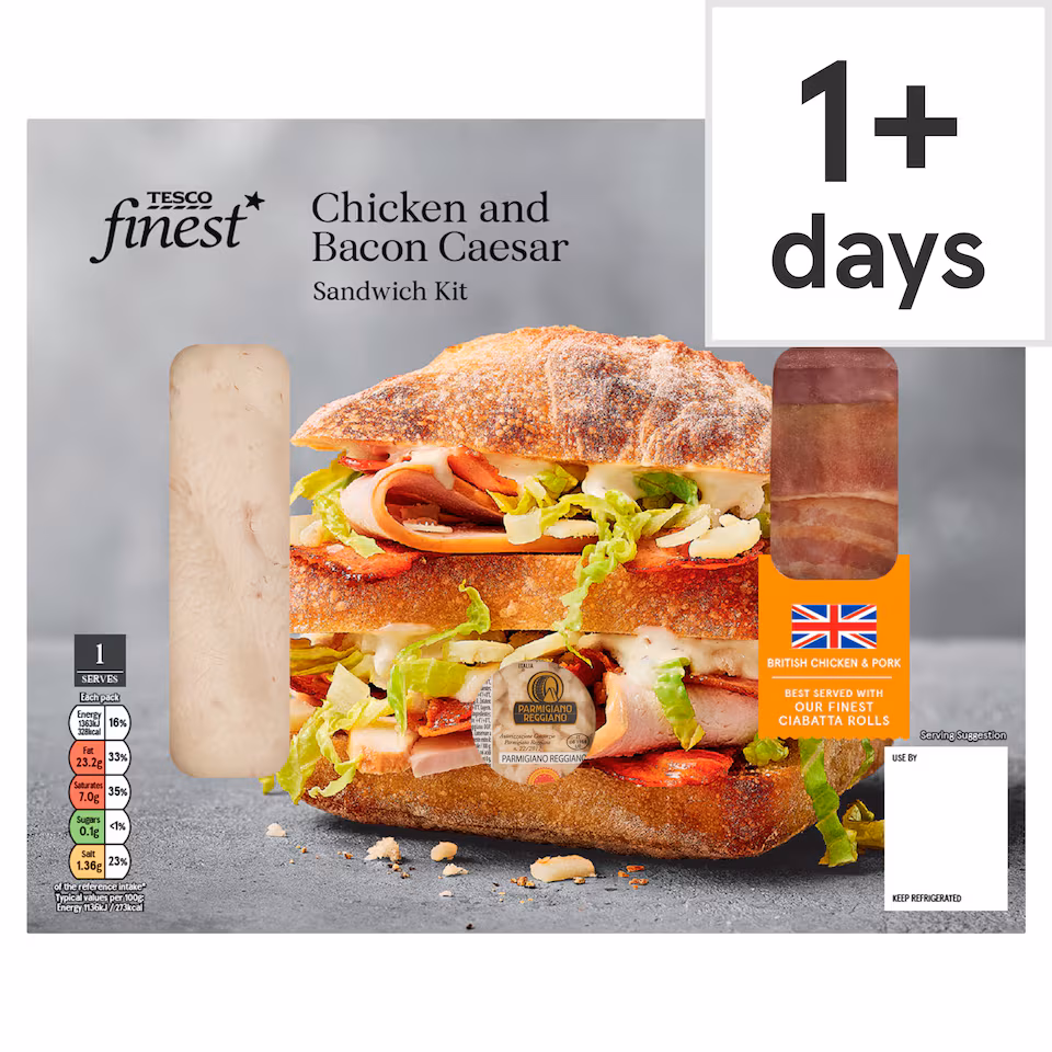 Tesco Finest Chicken and Bacon Caesar Sandwich Kit 120g