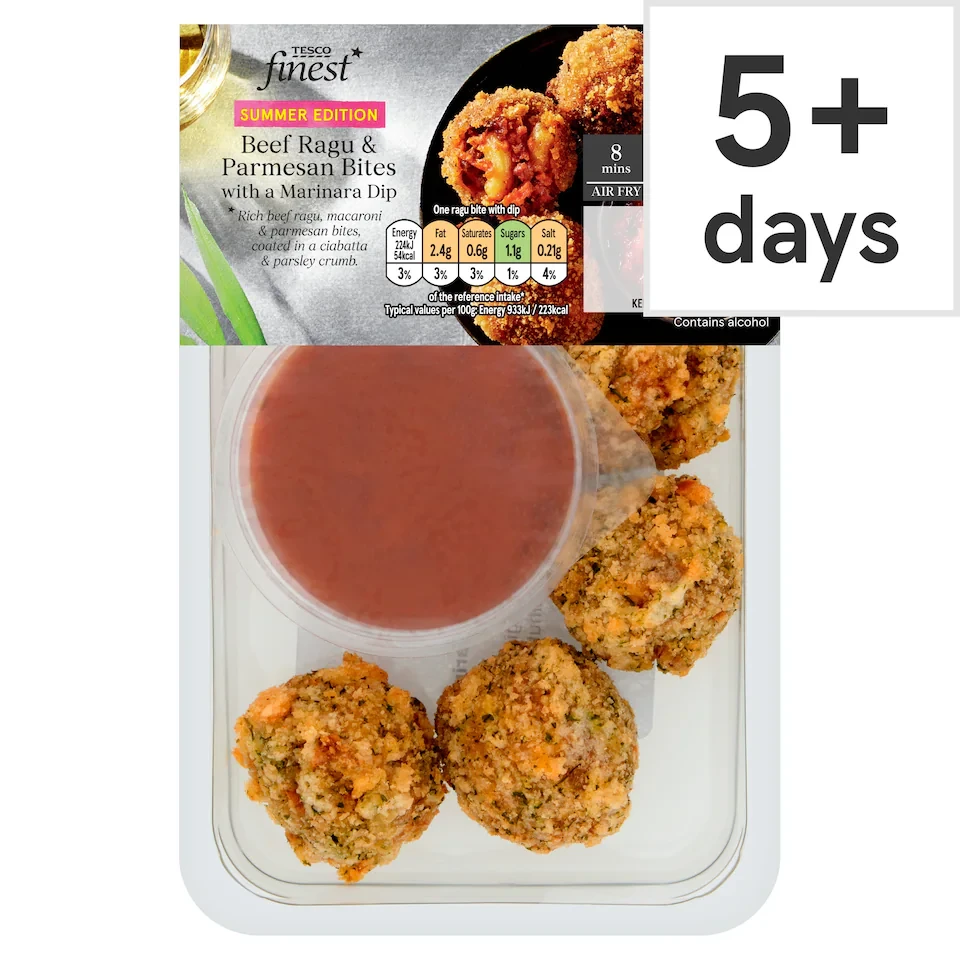 Tesco Finest Beef Ragu & Parmesan Bites with a Marinara Dip 148g