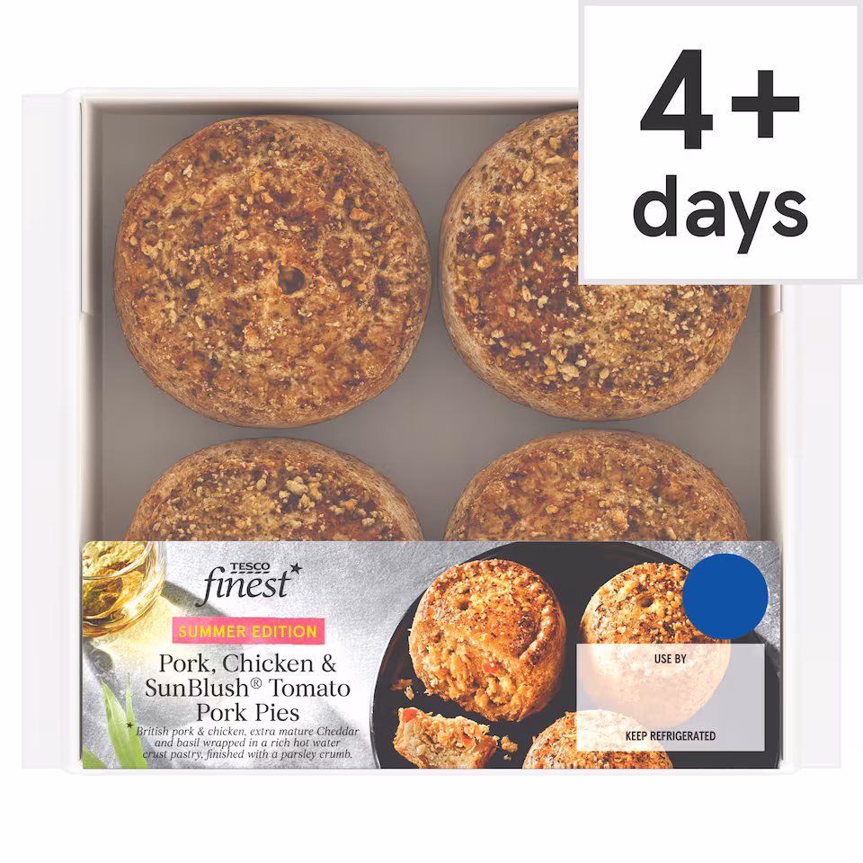 Tesco Finest Pork, Chicken & SunBlush® Tomato Pork Pies 300g