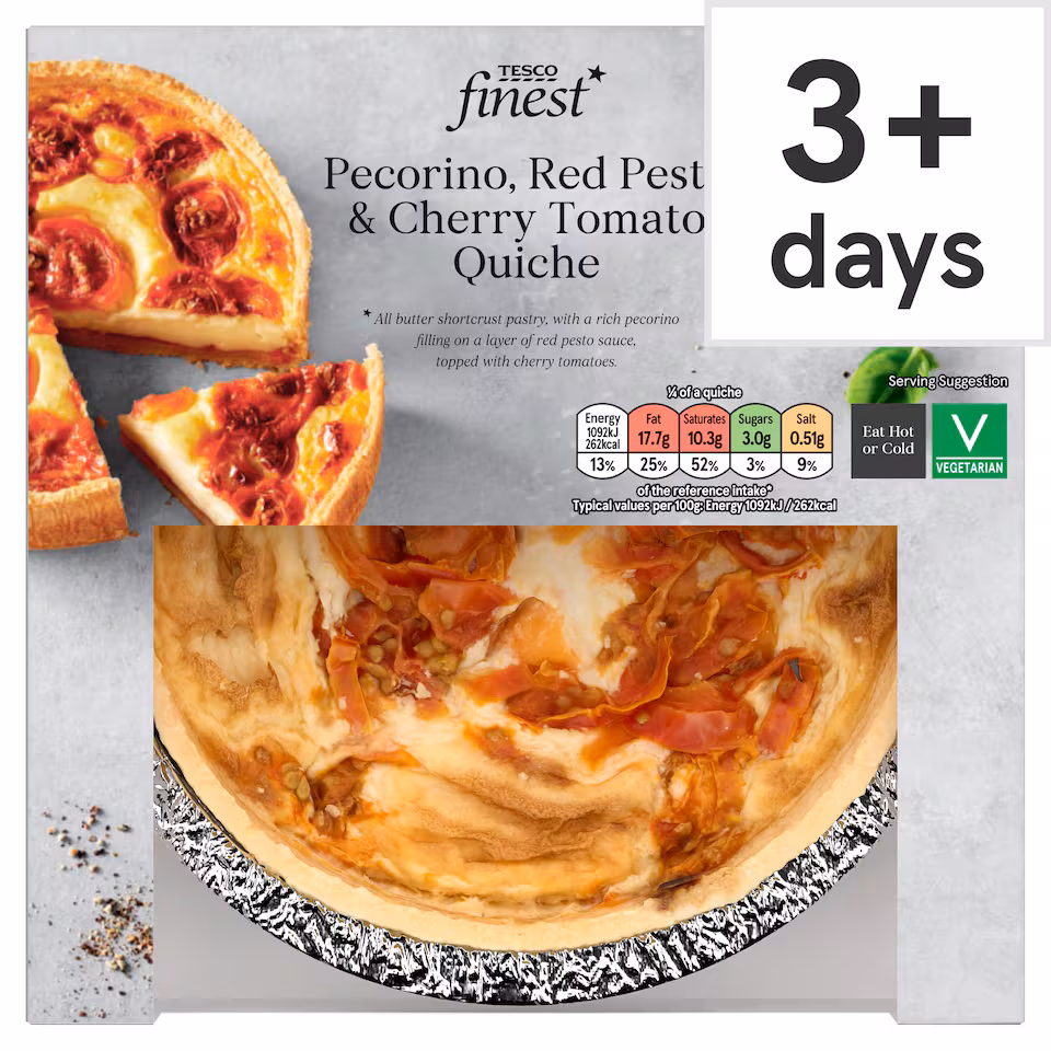 Tesco Finest Pecorino,Red Pesto and Cherry Tomato Quiche 400g