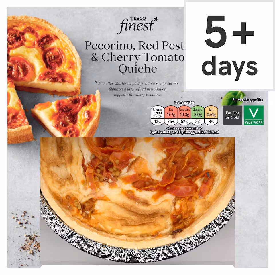 Tesco Finest Pecorino,Red Pesto and Cherry Tomato Quiche 400g